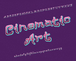 Cinematic Art typeface. Artistic font. Isolated english alphabet.