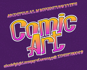 Comic Art typeface. Artistic font. Isolated english alphabet.