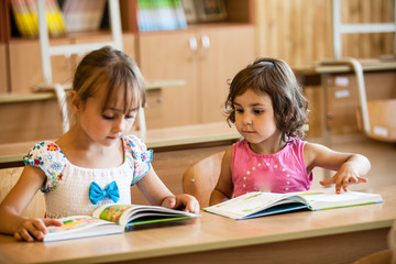 Preschool studying girls