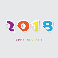  Simple Colorful New Year Card, Cover or Background Design Template - 2018