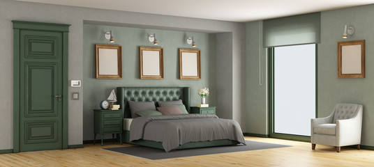 Green classic master bedroom