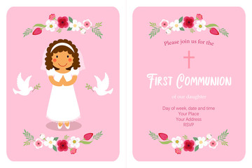 Cute First Communion card for girls