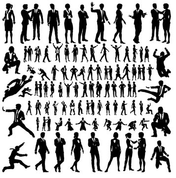 Business People Silhouettes Big Set