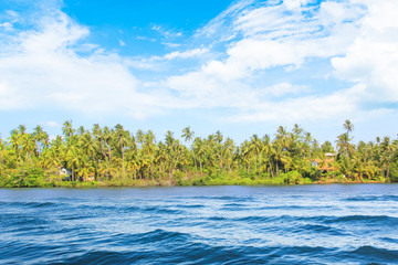 Fototapeta na wymiar Beautiful view of Lake Koggala, Sri Lanka, on a sunny, clear day