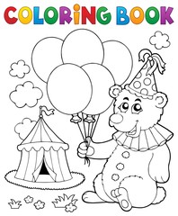 Coloring book bear with balloons