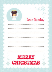 cartoon letter to santa with christmas angel