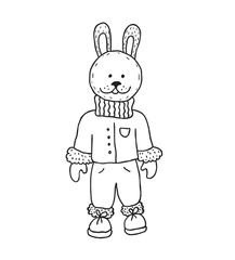 Funny rabbit. Nursery art. Minimalist scandinavian style.