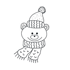 Funny teddy bear. Nursery art. Minimalist scandinavian style.