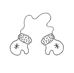 Mittens with snowflakes. Minimalist scandinavian style.