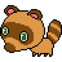 Obraz premium vector pixel art raccoon