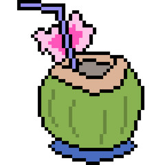 vector pixel art coconut juice
