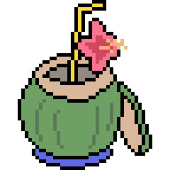 vector pixel art coconut juice
