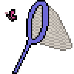 Fototapeta premium vector pixel art butterfly catch