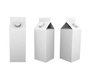 Group of milk boxes . Retail package mockup set. Half liter boxes isolated on white. 3d rendering