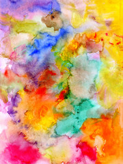 Fototapeta na wymiar Abstract watercolor colorful background - hand drawn