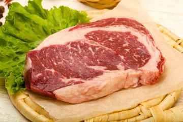 Rib eye raw steak