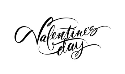 Valentines Day calligraphy text lettering for luxury premium white greeting card.