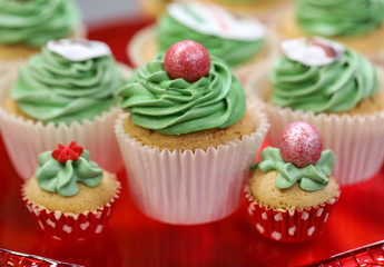 Close up of sweet green cake with fruits