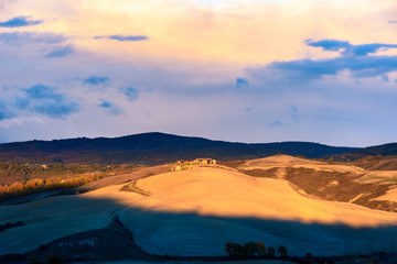 Idyllic and colorful tuscan countryside in autumn