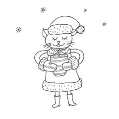 Funny cat. Nursery art. Minimalist scandinavian style.