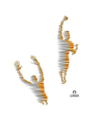 Leadership concept. Standing man. Human with arm up. Silhouette for sport championship. The victory celebration. Vector illustration.