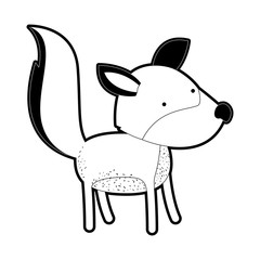 wolf cartoon in black silhouette with thick contour vector illustration