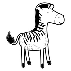 zebra cartoon in black silhouette with thick contour vector illustration