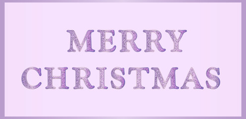 Elegant illustration Merry Christmas in amethyst colours. Glitter effect. Vector can be used for congratulations, banners, invitations, posters, leaflet, greeting cards, web design, etc. Horizontal