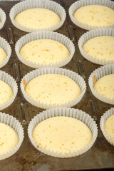 Raw vanilla cupcake muffins ready for baking