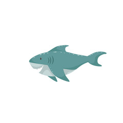 Trendy cartoon style cheerful shark swimming underwater. Educational simple gradient vector icon.