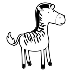 Fototapeta premium zebra cartoon with black sections silhouette and thick contour vector illustration