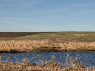River on the background of Russian fields