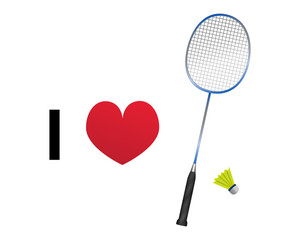 I love badminton vector icon