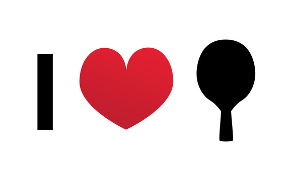 I love table tennis or ping pong vector silhouette icon