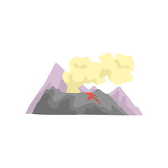 Volcano with magma, lava and smoke vector Illustration