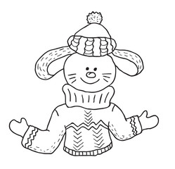 Funny rabbit. Nursery art. Minimalist scandinavian style.