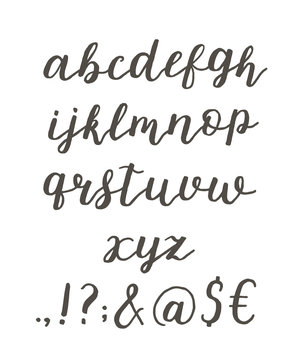 Script font alphabet written with a brush. Vector alphabet.