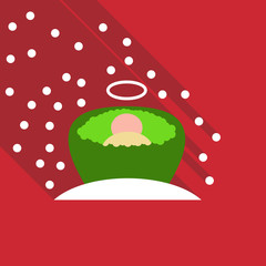 Child in cradle . boy baptism