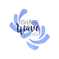 Splash wave logo template original design, aqua label, abstract water badge watercolor vector Illustration