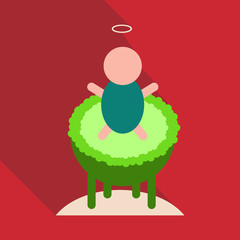 Child in cradle . boy baptism