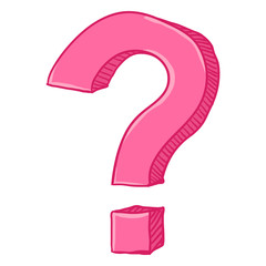 Vector Cartoon Color Doodle Question Mark on Isolated White Background