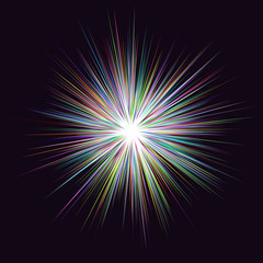 Abstract multicolored explosion design on black background - vector graphic