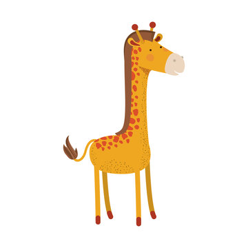 giraffe cartoon colorful silhouette in white background vector illustration