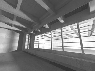 Dark concrete empty room. Modern architecture design