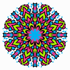 colored background. Beautiful Mandala. Vector illustration.