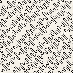 Obraz premium Vector seamless pattern with geometric spots. Monochrome random line streaks. Contrast repeating background design