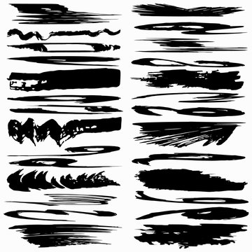 collection of ink strokes brush lines
