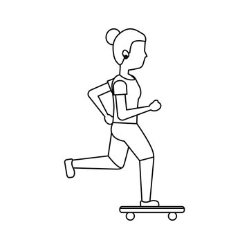 woman skateboarding icon image vector illustration design 