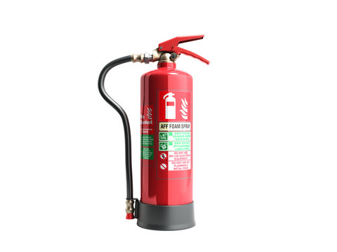 Aff Foam Spray Fire Extinguisher 3d Render On White Background No Shadow