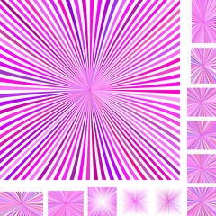 Obraz premium Pink and white vector ray burst design background set. Different color, gradient, screen, paper size versions.